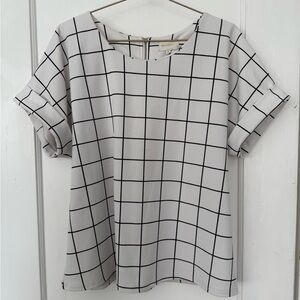 melloday black & white checkered blouse